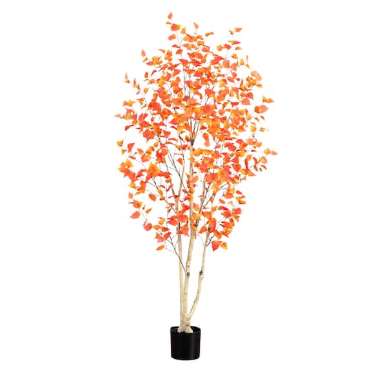 7ft. Potted Artificial Autumn Birch Tree